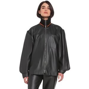 Faux Leather Jacket, Wolford 80s Streetstyle Burnt Orange Stripe Size Large NWT